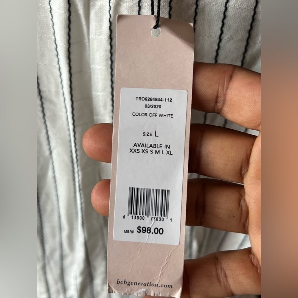 BCBGeneration
Striped Button-Front Romper NWT - image 6